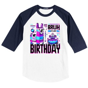 Bruh Its My Birthday Llama Pinata Family Party Bday Baseball Sleeve Shirt