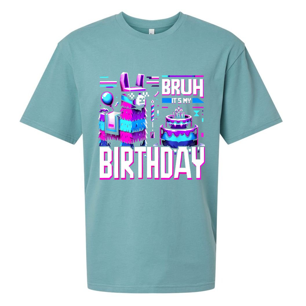 Bruh Its My Birthday Llama Pinata Family Party Bday Sueded Cloud Jersey T-Shirt