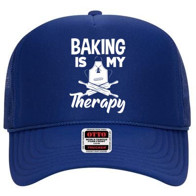 Baking Is My Therapy Funny Baker Baking Lover Funny Gift High Crown Mesh Back Trucker Hat