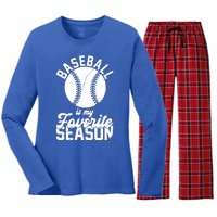 Baseball Is My Favorite Season Sport Lover Women's Long Sleeve Flannel Pajama Set 