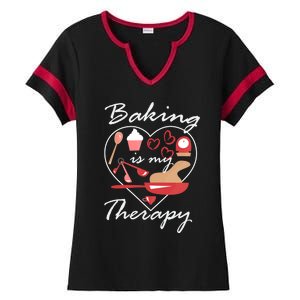 Baking Is My Therapy Baker Enthusiast Meaningful Gift Ladies Halftime Notch Neck Tee