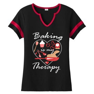 Baking Is My Therapy Baker Enthusiast Meaningful Gift Ladies Halftime Notch Neck Tee