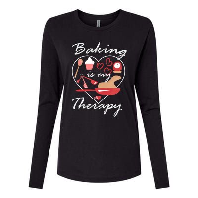 Baking Is My Therapy Baker Enthusiast Meaningful Gift Womens Cotton Relaxed Long Sleeve T-Shirt