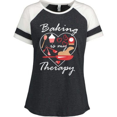 Baking Is My Therapy Baker Enthusiast Meaningful Gift Enza Ladies Jersey Colorblock Tee