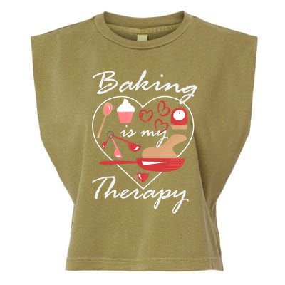 Baking Is My Therapy Baker Enthusiast Meaningful Gift Garment-Dyed Women's Muscle Tee