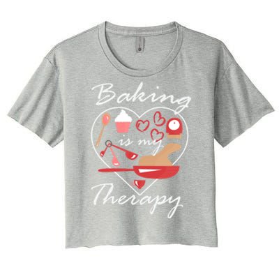 Baking Is My Therapy Baker Enthusiast Meaningful Gift Women's Crop Top Tee