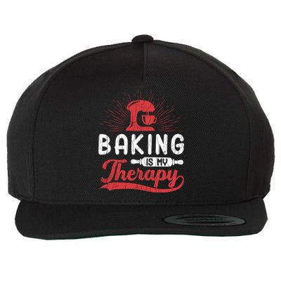 Baking Is My Therapy Funny Baker Cookie Bake Lover Graphic Cute Gift Wool Snapback Cap