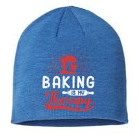 Baking Is My Therapy Funny Baker Cookie Bake Lover Graphic Cute Gift Sustainable Beanie