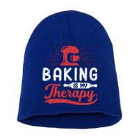 Baking Is My Therapy Funny Baker Cookie Bake Lover Graphic Cute Gift Short Acrylic Beanie