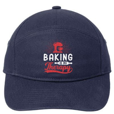 Baking Is My Therapy Funny Baker Cookie Bake Lover Graphic Cute Gift 7-Panel Snapback Hat