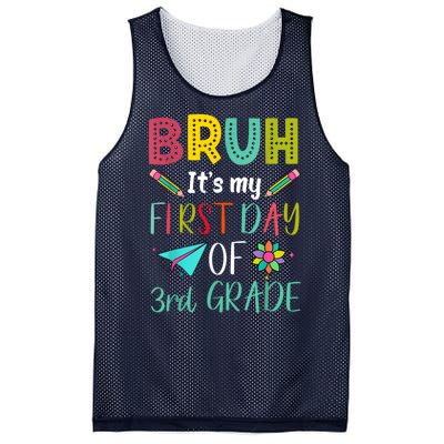 Bruh ItS My First Day Of Third Grade Funny Back To School Mesh Reversible Basketball Jersey Tank