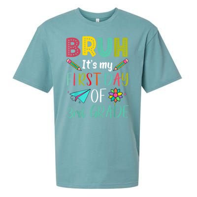 Bruh ItS My First Day Of Third Grade Funny Back To School Sueded Cloud Jersey T-Shirt