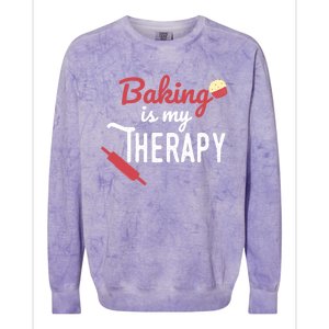 Baking Is My Therapy Baker Funny Chef Funny Gift Colorblast Crewneck Sweatshirt