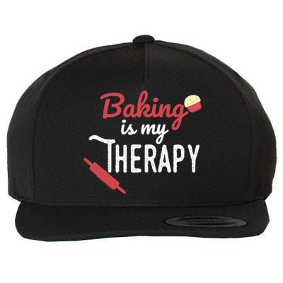 Baking Is My Therapy Baker Funny Chef Funny Gift Wool Snapback Cap