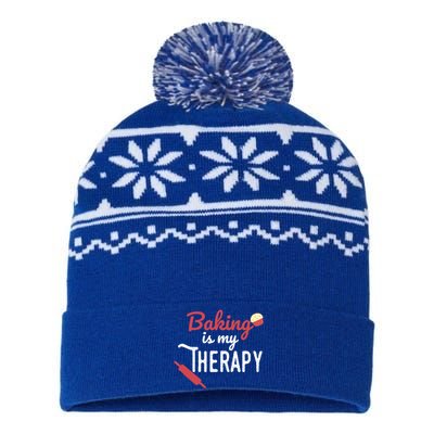 Baking Is My Therapy Baker Funny Chef Funny Gift USA-Made Snowflake Beanie