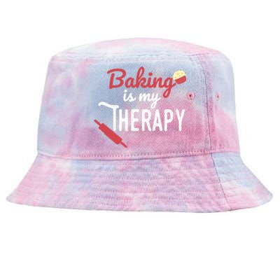 Baking Is My Therapy Baker Funny Chef Funny Gift Tie-Dyed Bucket Hat