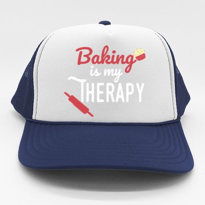 Baking Is My Therapy Baker Funny Chef Funny Gift Trucker Hat