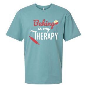 Baking Is My Therapy Baker Funny Chef Funny Gift Sueded Cloud Jersey T-Shirt