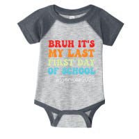 Bruh Its My Last First Day Senior 2025 Back To School Funny Infant Baby Jersey Bodysuit