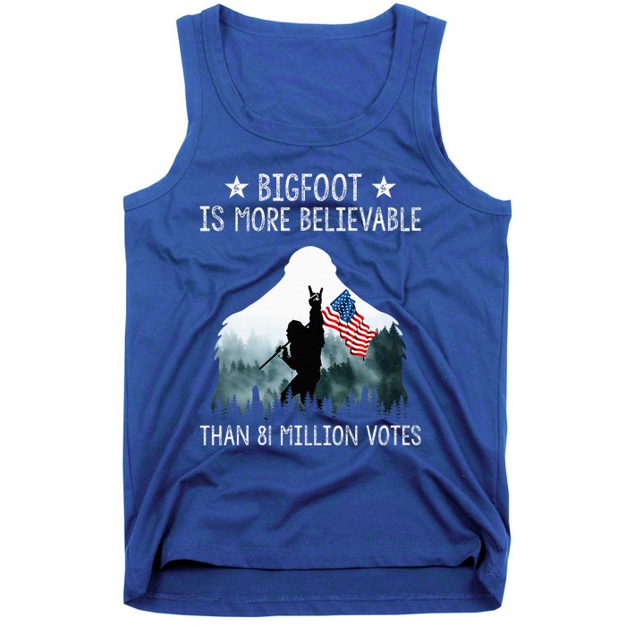 Bigfoot is More Believable Than 81 Million Votes USA Flag  Tank Top