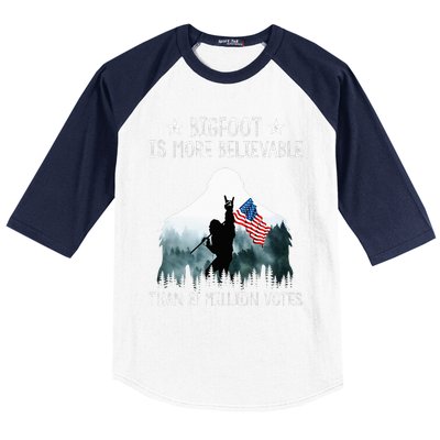 Bigfoot is More Believable Than 81 Million Votes USA Flag  Baseball Sleeve Shirt