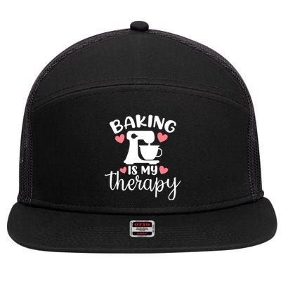 Baking Is My Therapy Funny Baker Lover Funny Gift 7 Panel Mesh Trucker Snapback Hat