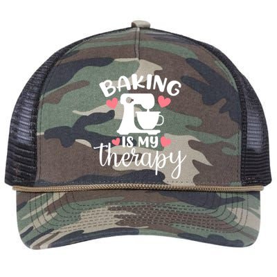 Baking Is My Therapy Funny Baker Lover Funny Gift Retro Rope Trucker Hat Cap