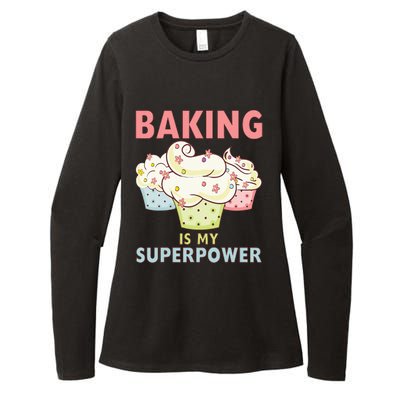 BAKING IS MY SUPERPOWER 3 Sweet Cupcakes Holidays Baker Gift Womens CVC Long Sleeve Shirt