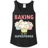 BAKING IS MY SUPERPOWER 3 Sweet Cupcakes Holidays Baker Gift Ladies Essential Tank