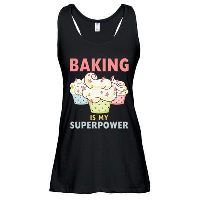 BAKING IS MY SUPERPOWER 3 Sweet Cupcakes Holidays Baker Gift Ladies Essential Flowy Tank