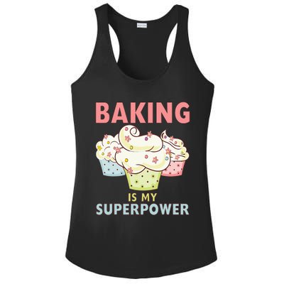 BAKING IS MY SUPERPOWER 3 Sweet Cupcakes Holidays Baker Gift Ladies PosiCharge Competitor Racerback Tank