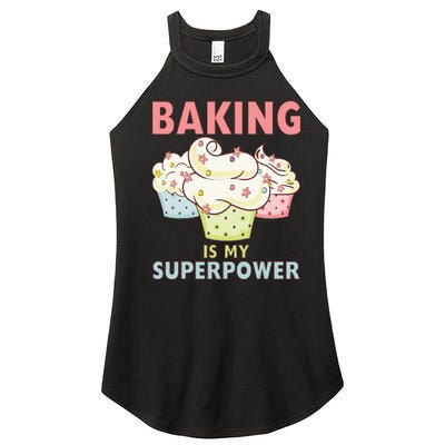 BAKING IS MY SUPERPOWER 3 Sweet Cupcakes Holidays Baker Gift Women's Perfect Tri Rocker Tank