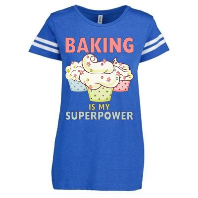 BAKING IS MY SUPERPOWER 3 Sweet Cupcakes Holidays Baker Gift Enza Ladies Jersey Football T-Shirt