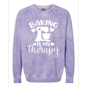 Baking Is My Therapy Funny Baker Lover Gift Colorblast Crewneck Sweatshirt