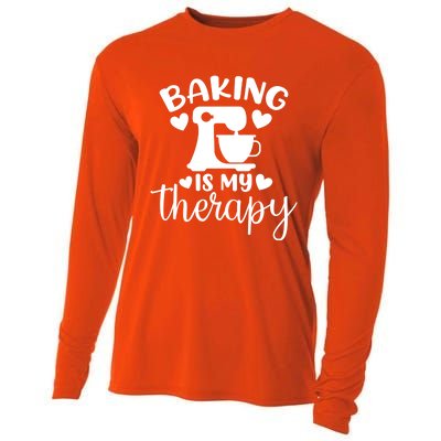 Baking Is My Therapy Funny Baker Lover Gift Cooling Performance Long Sleeve Crew