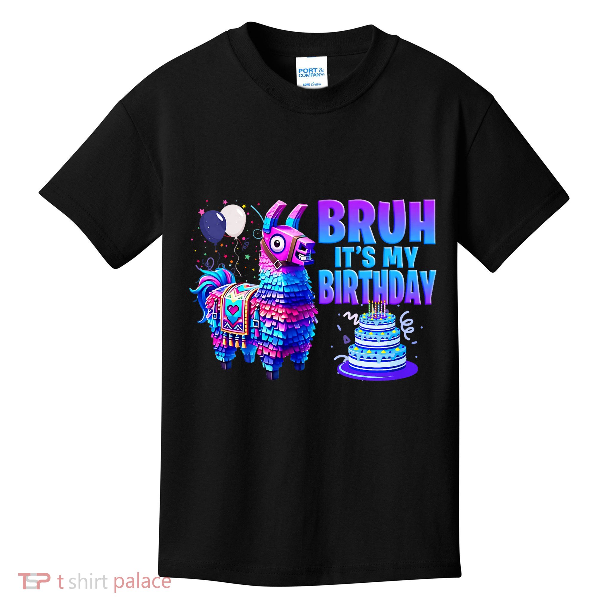 Bruh Its My Birthday Llama Pinata Family Boy Girl Party Kids T-Shirt