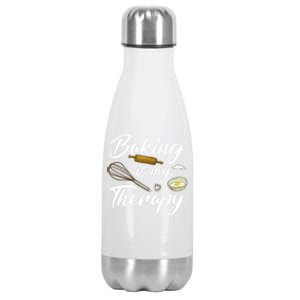 Baking Is My Therapy Baker Cool Gift Stainless Steel Insulated Water Bottle