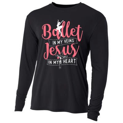 Ballet In My Veins Jesus In My Heart Ballerina Barre Dance Cooling Performance Long Sleeve Crew