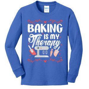 Baking Is My Therapy Funny Baker Pastry Chef Gift Kids Long Sleeve Shirt