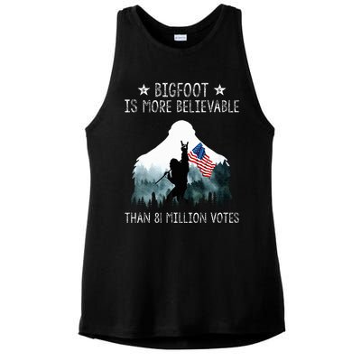 Bigfoot is More Believable Than 81 Million Votes USA Flag Ladies PosiCharge Tri-Blend Wicking Tank