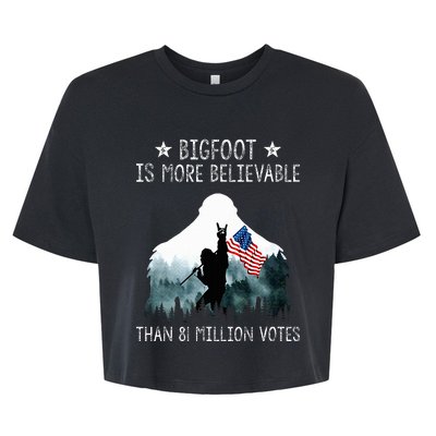 Bigfoot is More Believable Than 81 Million Votes USA Flag Bella+Canvas Jersey Crop Tee