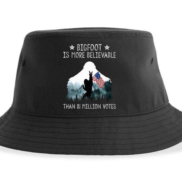 Bigfoot is More Believable Than 81 Million Votes USA Flag Sustainable Bucket Hat