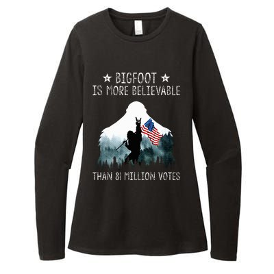 Bigfoot is More Believable Than 81 Million Votes USA Flag Womens CVC Long Sleeve Shirt