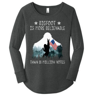 Bigfoot is More Believable Than 81 Million Votes USA Flag Women's Perfect Tri Tunic Long Sleeve Shirt