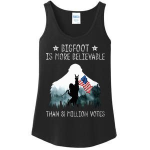 Bigfoot is More Believable Than 81 Million Votes USA Flag Ladies Essential Tank