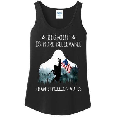 Bigfoot is More Believable Than 81 Million Votes USA Flag Ladies Essential Tank