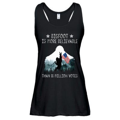 Bigfoot is More Believable Than 81 Million Votes USA Flag Ladies Essential Flowy Tank