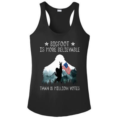 Bigfoot is More Believable Than 81 Million Votes USA Flag Ladies PosiCharge Competitor Racerback Tank