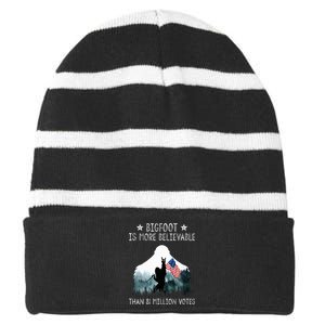 Bigfoot is More Believable Than 81 Million Votes USA Flag Striped Beanie with Solid Band