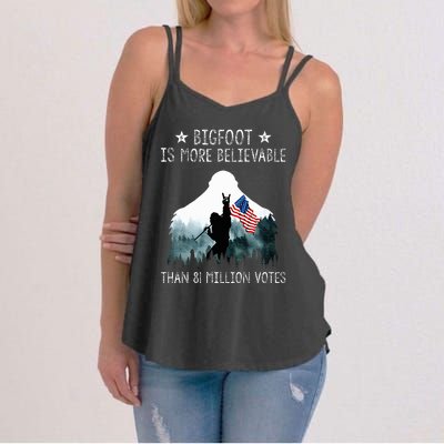 Bigfoot is More Believable Than 81 Million Votes USA Flag Women's Strappy Tank